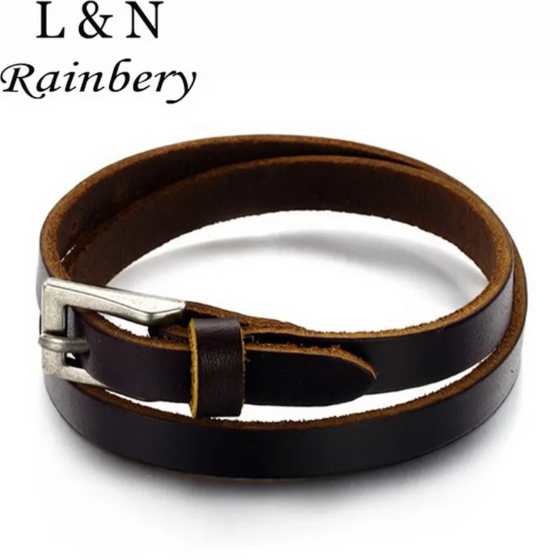 Rainbery Genuine Leather Bracelet 2016 Christmas Gift Unisex Multi Braided Genuine Leather Bracelets For Women Hot Sale Pulseras