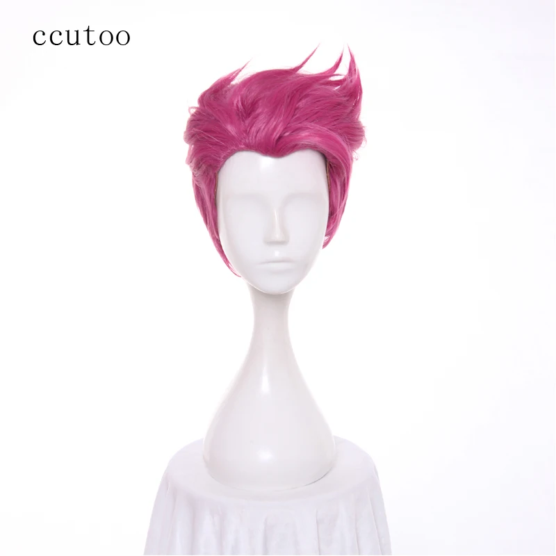 

ccutoo Game Overwatch OW Zarya Rose Pink Short Synthetic Hair Cosplay Wig Heat Resistance Fiber