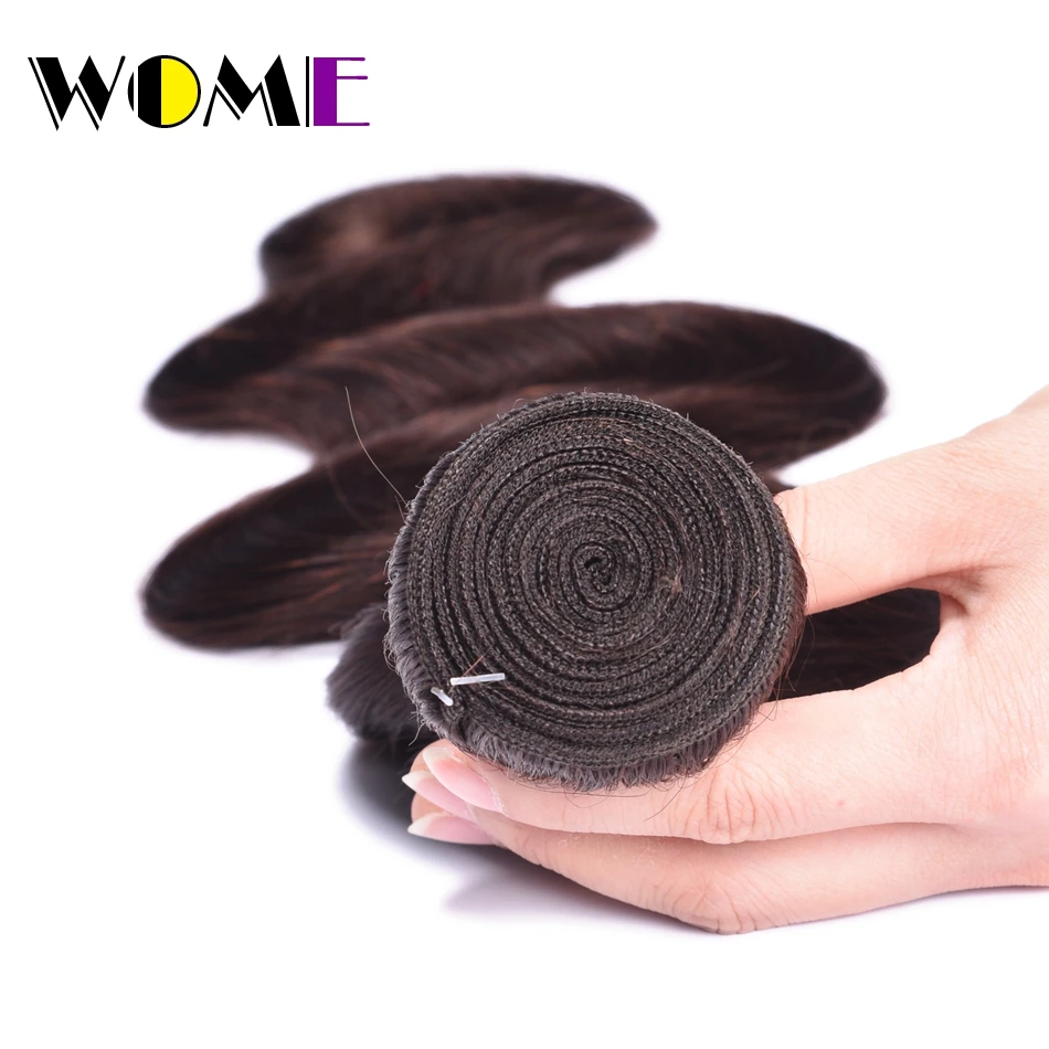 WOME HAIR Pre -colored Malaysian 4 Bundles With Closure 2# Color Non Remy Body Wave Bundles With Closure Hair 4*4 Free Part WOME HAIR Pre -colored Malaysian 4 Bundles With Closure 2# Color Non Remy Body Wave Bundles With Closure Hair 4*4 Free Part