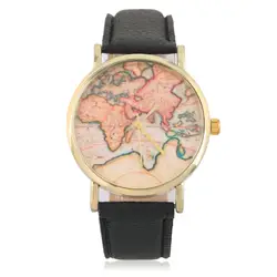 Новая система прямых поставок модные стильные женские часы глобусы мира географические Карты узор часы платье кварцевые наручные часы
