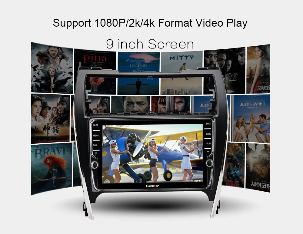 Top Funrover 8 core android 9.0 car dvd multimedia for Toyota Camry 50 2012 2013 2014 radio gps navigation system navi stereo DSP BT 4