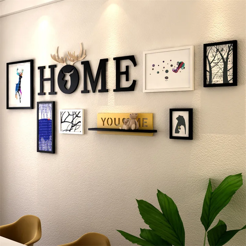 Home Design 6pcs Picture Frames Letters Shelf Wall Decoration