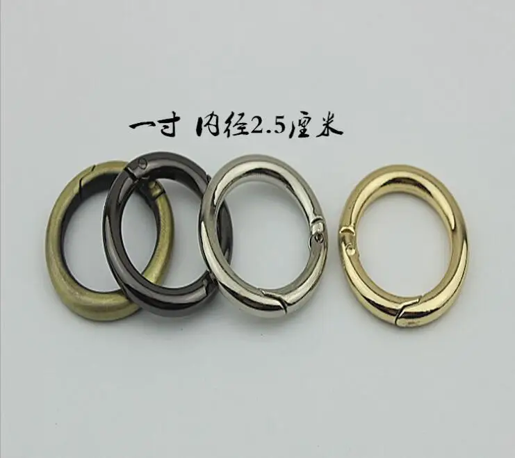 

(10 PCS / lot) Bags Handbags Metal Diameter 2.5cm Spring Shoulder Strap Link Buckle Hardware Accessory