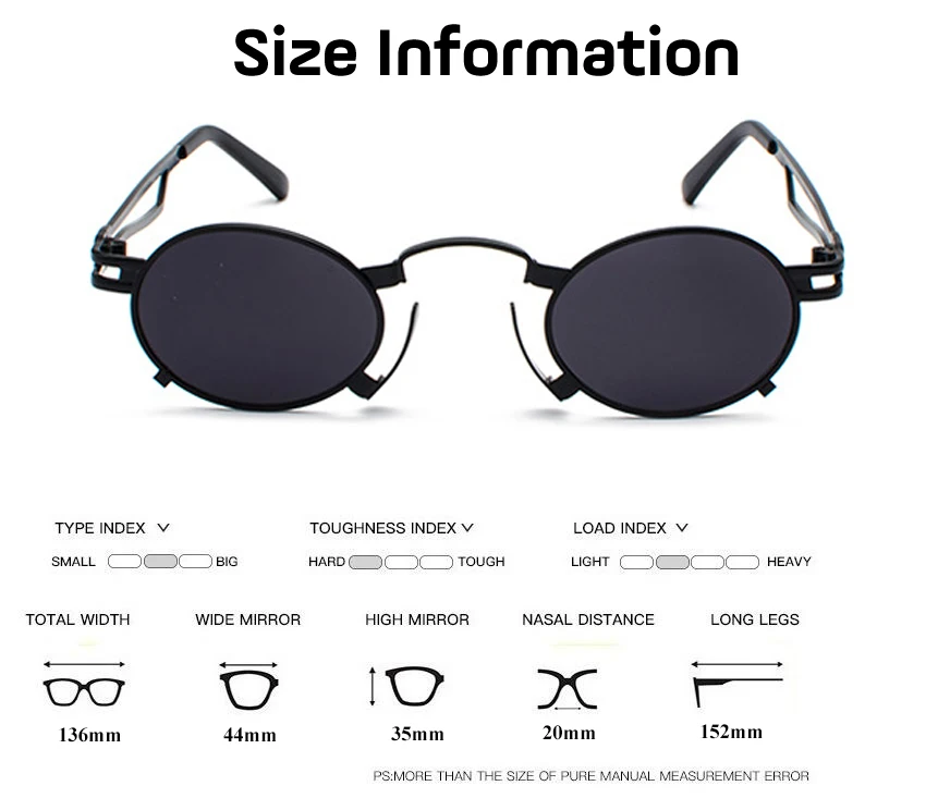 2019 Metal Oval Frame Steampunk Gothic Vampire Sunglasses Unisex Retro 1980s UV400 Sun Glasses Cosplay Styling Oculos De Sol