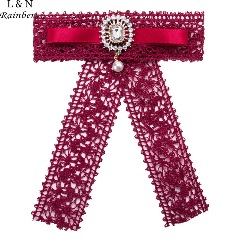 

Rainbery Lace Silk Ribbon Crystal Mosaic Pin Brooch Jewelry Gift Ethnic Manual Bow Brooch for Women Clothing Accessories JBC0084