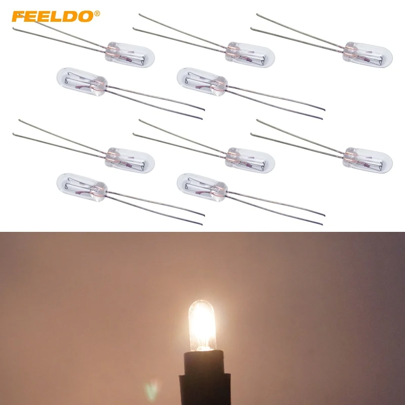 

FEELDO 10pcs Warm White/Amber Car T4 12V 1W Halogen Bulb External Halogen Lamp Replacement Dashboard Bulb Light #CA2696