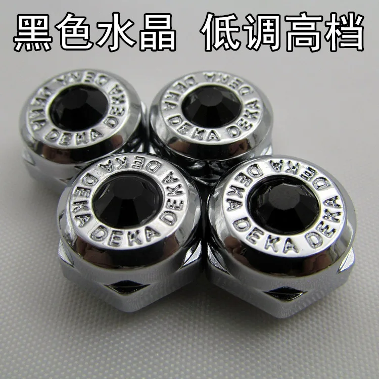 Universal 4PCS Chrome License Plate Bolt Nuts Frame Plate Crystal Screw