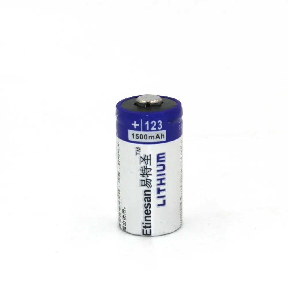 Primary Lithium Flashlight Battery: Etinesan CR123A 3V 1500mAh (4.5Wh 20mA rate non-rechargeable photo battery) | Электроника