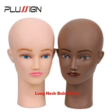 Plussign длинная шея лысый манекен голова дисплей макияж инструменты Манекен Модель Инструменты ПВХ Женский черный парик создание тренировочная голова
