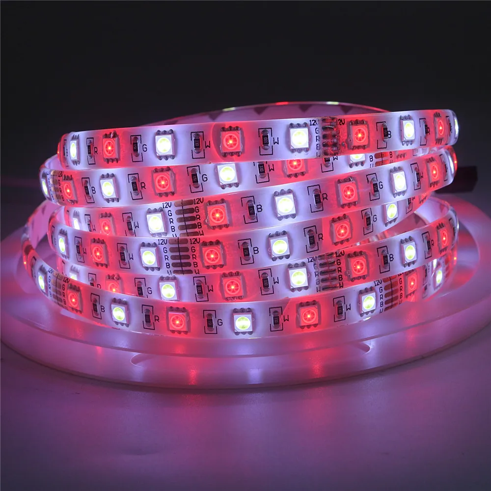 DC12V 5 м Светодиодная лента 5050 RGB RGBW RGBWW 60 светодиодов/M гибкий свет Черный PCB Белый Tamp