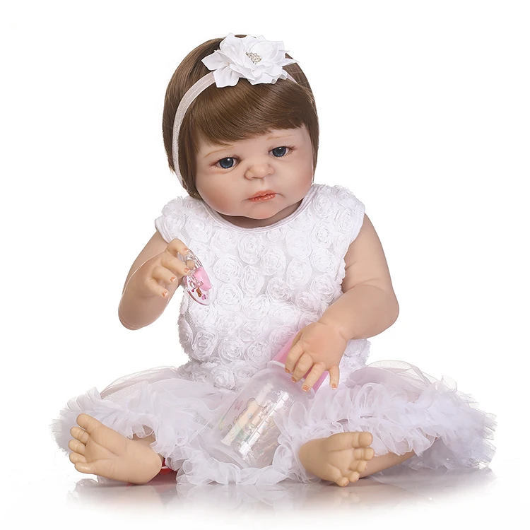 

Baby reborn doll 55cm Baby girl dolls full silicone Boneca Reborn Brinquedos Bonecas Children's day gifts toys bed time plamates