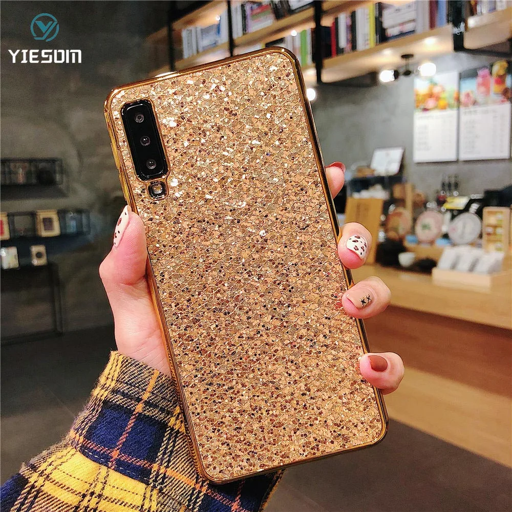 

Case For Samsung Galaxy A7 2018 A750 A70 A50 A30 Luxury Plating Glitter Soft Silicon TPU Case For Samsung A50 A30 A70 A7 2018