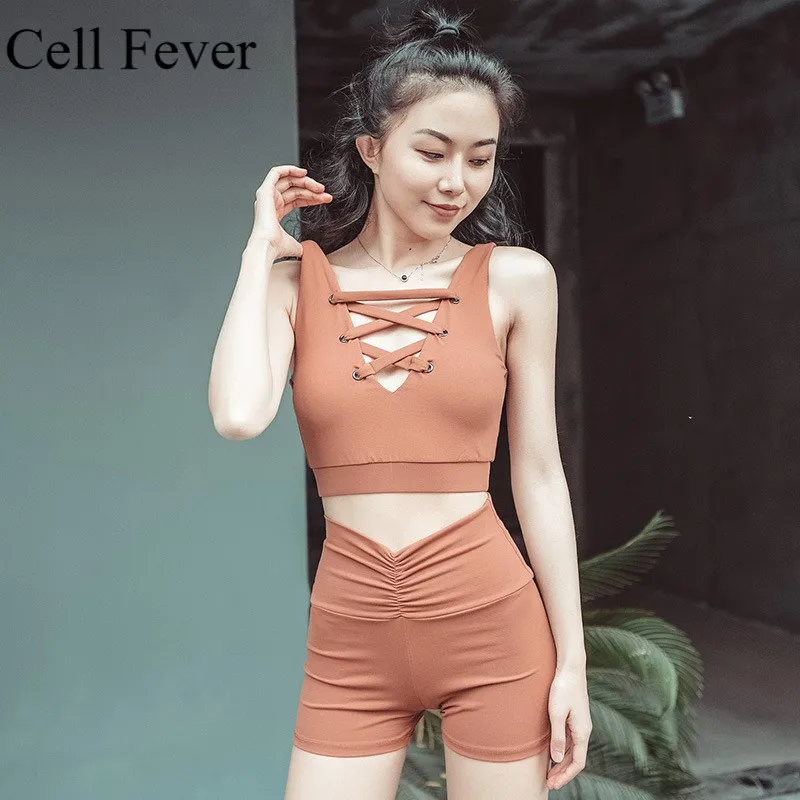 

Women Yoga Set Two Piece Sport Sets Fitness Running Sports Bra And High Waist Shorts Suits Female Tracksuits Workout Clothes