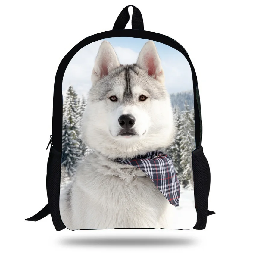 16 Inch Girls Mochila Husky Backpack animal Dog school bags for boys