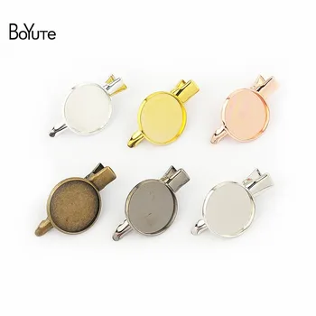 

BoYuTe 10 Pieces Wholesale 18MM Cabochon Base Tray Hair Clip Blank Settings 6 Colors Plated Diy Hair Accessories