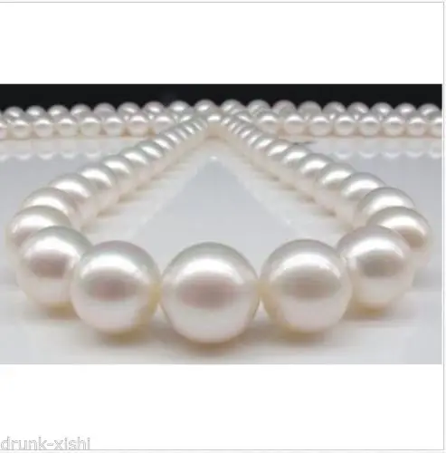 

FREE SHIPPING>>@@@ CLASSIC10-11mm south sea round white pearl necklace 17inch 14KCLASP^^^@^Noble style Natural Fine jewe >