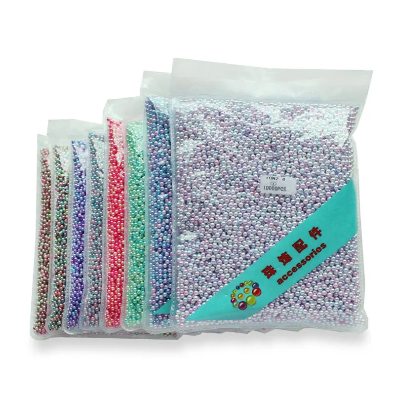 

wholesale Mixed Size 3/4/5/6/mm Round Imitation Rainbow Color Plastic ABS Non hole Pearl beads For Garment Bags