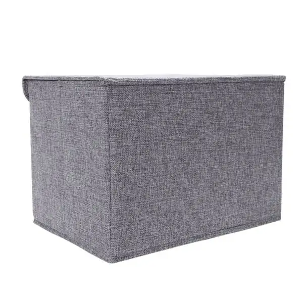 New-Cotton Linen Fabric Folding Cd Storage Boxes Foldable Bins Toys Organizer With Lids And Handles Storage Basket Laundry Bas