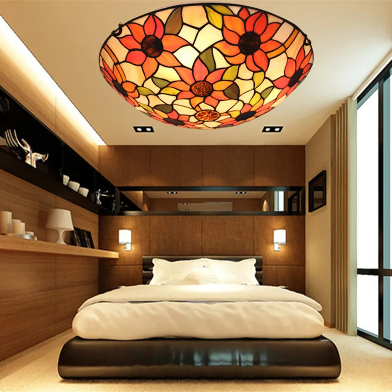 Европейский пасторальный Подсолнечник потолочный светильник для спальни гостиная лампа для столовой кабинет балкон коридор светильник с