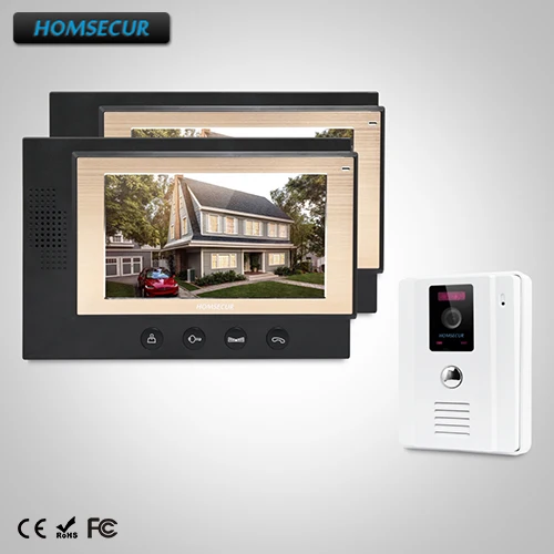 

HOMSECUR 7" Wired Video Door Entry Phone Call System Electric Lock Supported : TC011-W Camera+TM701-B Monitor