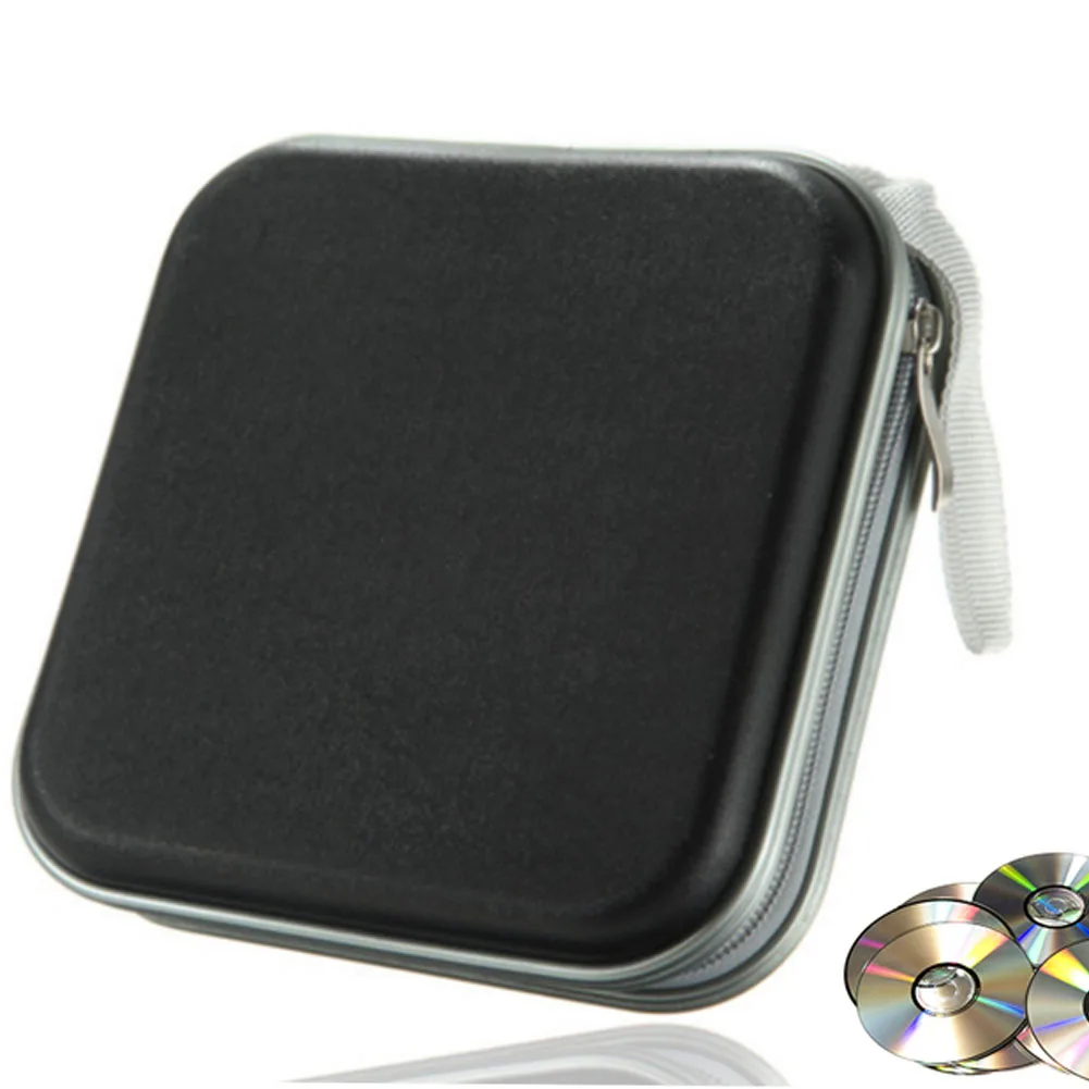 

40 Disc Box Water Resistant Bag Portable CD DVD Organizer Wallet Case Plastic Portable CD Sleeve Hard Bag Album Box with Zipper