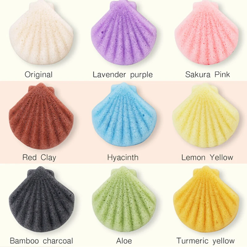 

1 Pcs Face Make-Up Sponge Cleaning Wash Facial Powder Care Peeling Tool Natural Konjac Shell Shape Facial Cosmetic Puff