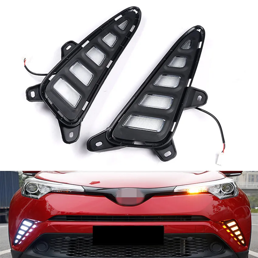 Дневные ходовые огни YAQUICKA для Toyota CHR C HR 2016 2017 2018 светодиодные дневные поворота DRL