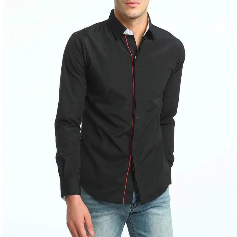 Brand 2018 Fashion Male Shirt Long-Sleeves Tops Hit Color Buttons Mens Dress Shirts Slim Men Oversize XXXL | Мужская одежда