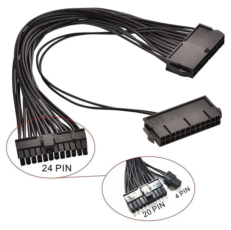 ATX 24Pin 2 Dual Molex PSU Power Supply Cord Motherboard Adapter Cable Starter Extender Synchronous For Computer Connect Mining