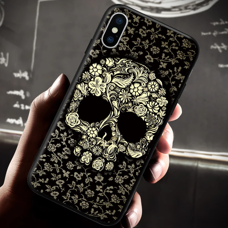 Череп кости палец дизайн шаблон для iPhone 5 5S SE 6 6S 7 8 Plus X XR XS Max жесткий чехол для телефона