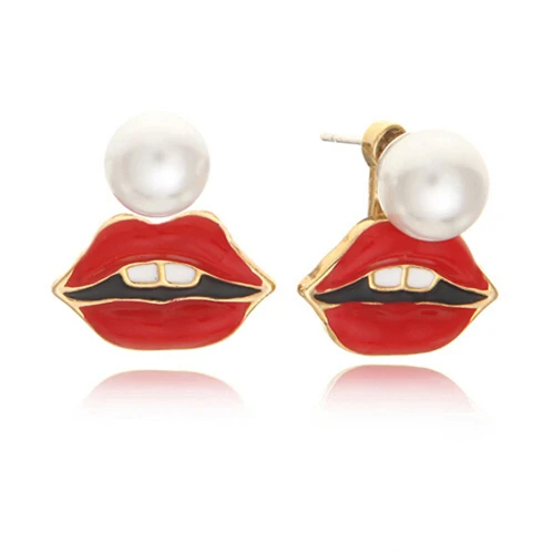 

2019 Hot Fashion Brincos Oorbellen Bijoux Flaming Lips Sexy Girl Personalized Simulated Pearl Stud Earrings For Women Jewelry