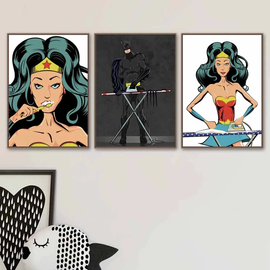

Toilet Ironing Laundry Batman Vintage Wall Art Canvas Painting Nordic Posters And Prints Wall Pictures For Living Room Decor