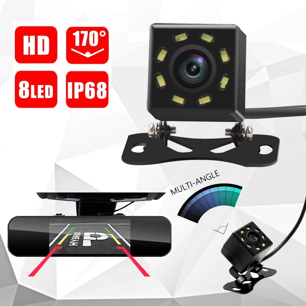 

Car Rear View Camera Universal Backup Parking Camera 8 LED Night Vision Waterproof 170 Wide Angle HD Image Reversing Camera