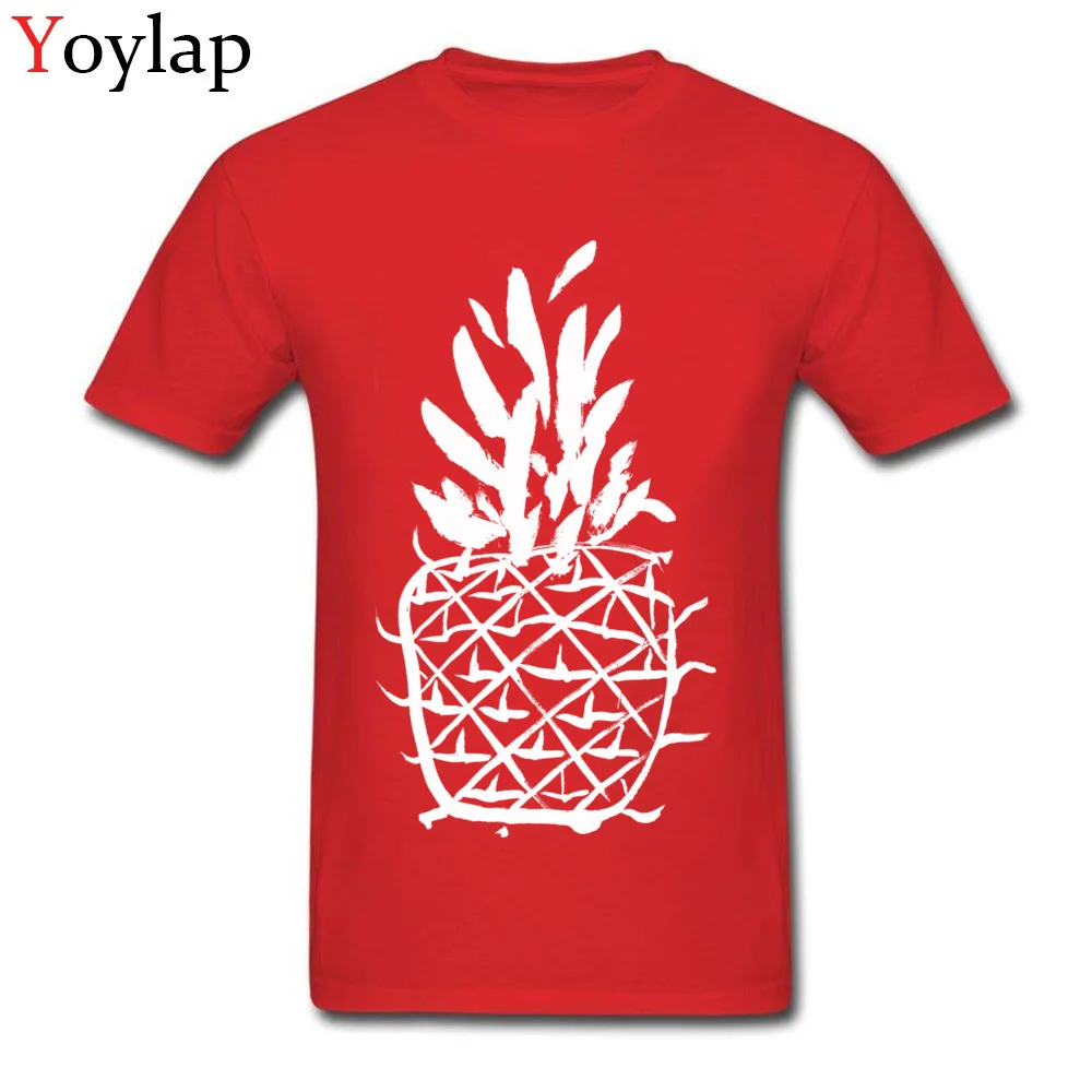 Hot Sale Casual Tops Tees Standing pineapple Fall Short Sleeve 100% Cotton Round Collar Mens T Shirt Casual Tee-Shirts red