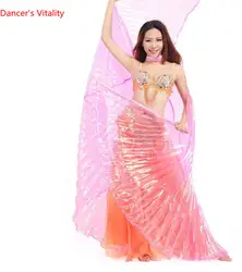 Магия взрослых танец живота Isis крылья с палкой StagePerformance реквизит красочные Египет танцор Silve розовое золото Бесплатная доставка