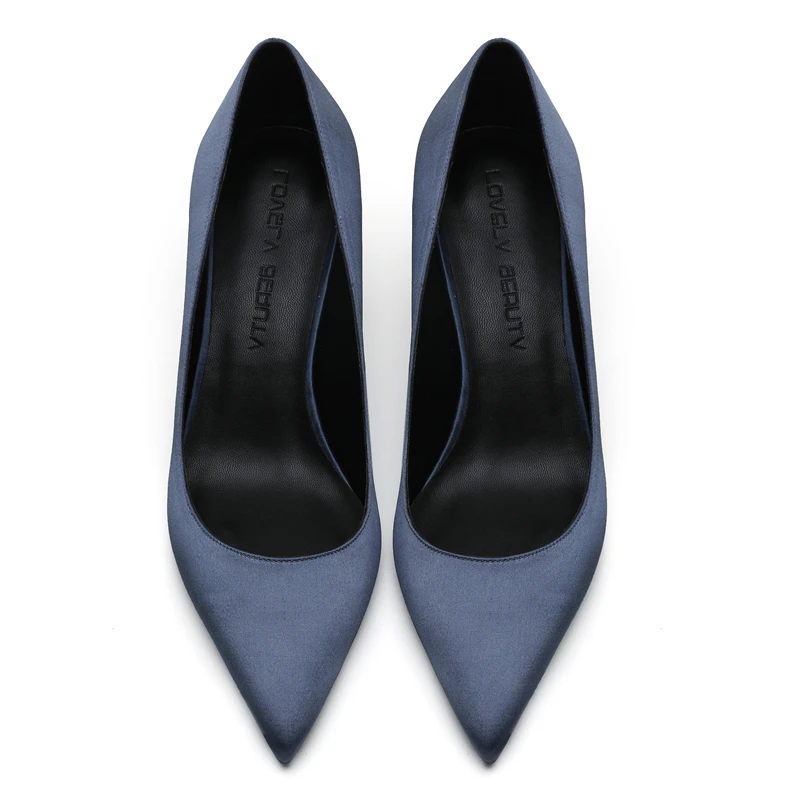 10cm Heel Height Новые женские брендовые туфли-лодочки с острым носком на тонком каблуке; офисные женские шелковые туфли; женские весенние туфли-лодочки для работы; большие размеры 34-40; F0041 - Цвет: 10cm Heel Height