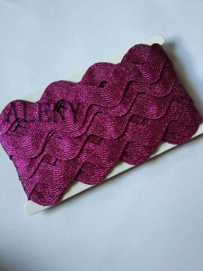 1yards/lot Metallic Glittery Ric Rac Zig Zag Ribbons 25mm Wide Beautiful Wave Lace Cord Threads For Craft Making Ribbon Decoration Ribbon Supplies Lace Trim Ribbon