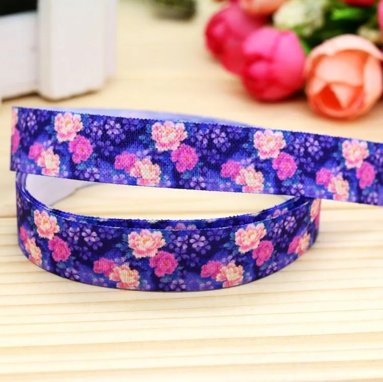 DUWES 5/8 '' Складные эластичные FOE цветы напечатаны повязка на голову повязка для волос diy украшения оптом OEM D73