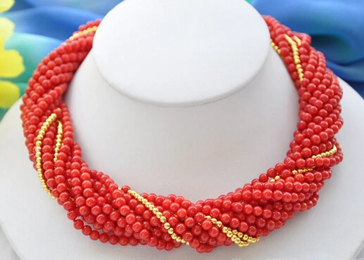 

FREE SHIPPING>>>@ new1426 10strands natural 4mm red coral bead NECKLACE 18inch