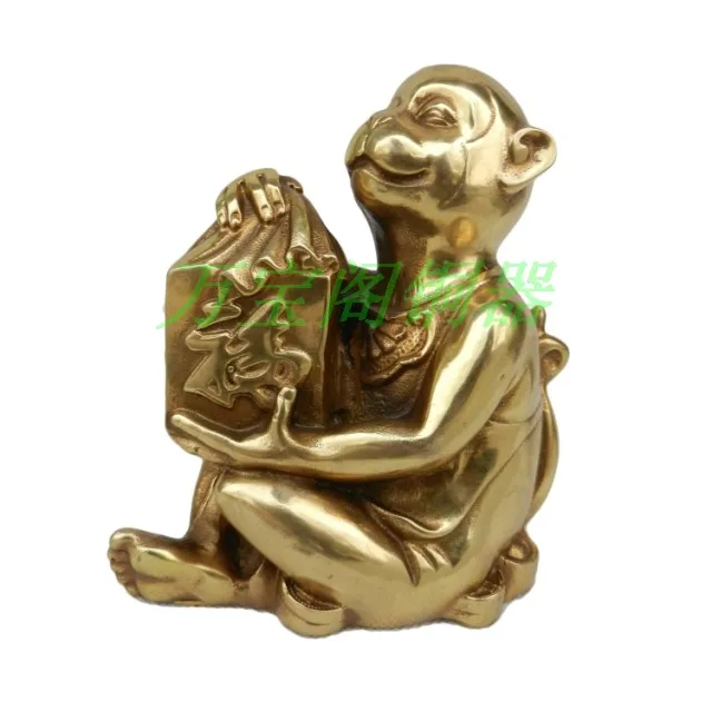 

Pure brass copper fu word copper monkey lucky feng shui decoration home crafts