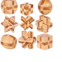 LeadingStar 9 шт./компл. Обучающие бамбуковые 3D Kong Ming Lock Brain Teaser Burr головоломки игрушки рождественские подарки для детей и взрослых zk30