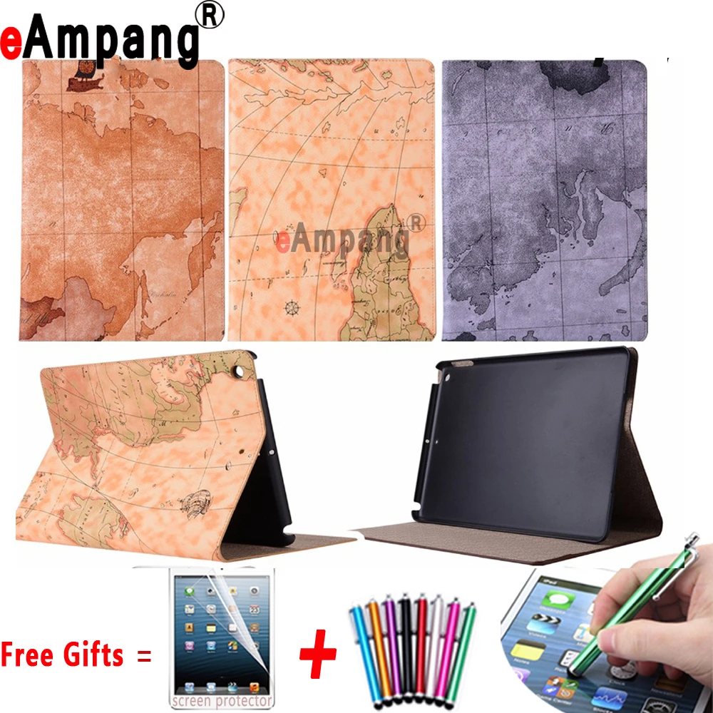 

Premium Leather Slim World Map Pattern Smart Cover Case for Apple iPad mini 1 2 3 7.9 Coque Capa Funda with Card Slot Stand