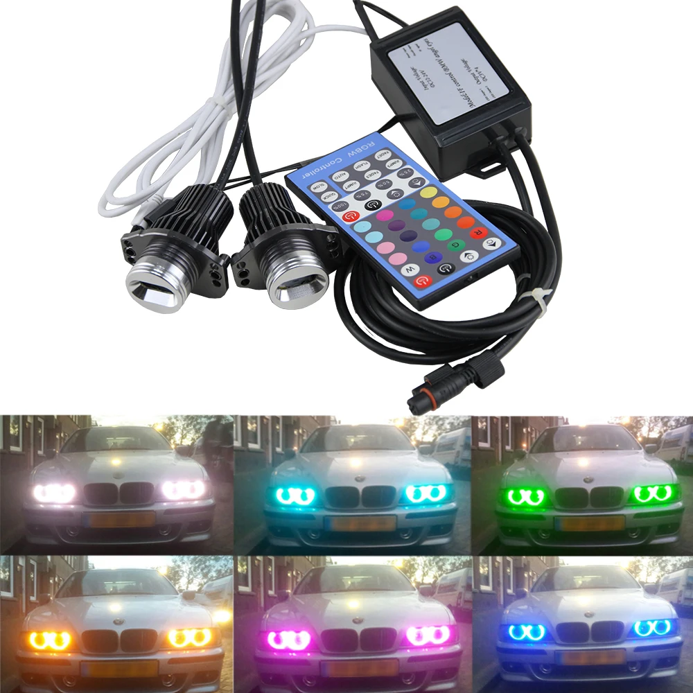 

LED Marker Angel Eyes RGB Bulbs IR Control Led Headlamp Halo Ring for BMW E90 E91 3 Series