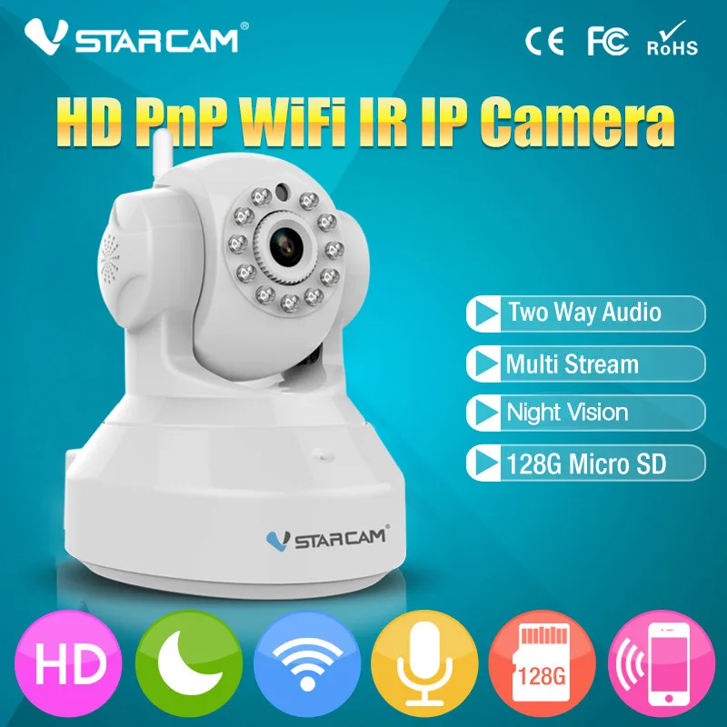 VStarcam C7837WIP 720P HD Беспроводная камера Pan Tilt IP Сетевая камера с WIFI с двусторонним аудио и ночного видения Радионяня