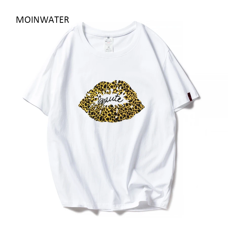 MOINWATER новые летние футболки женские белые черные хлопковые леопардовые футболки женские повседневные женские Т-образные Топы MT1912