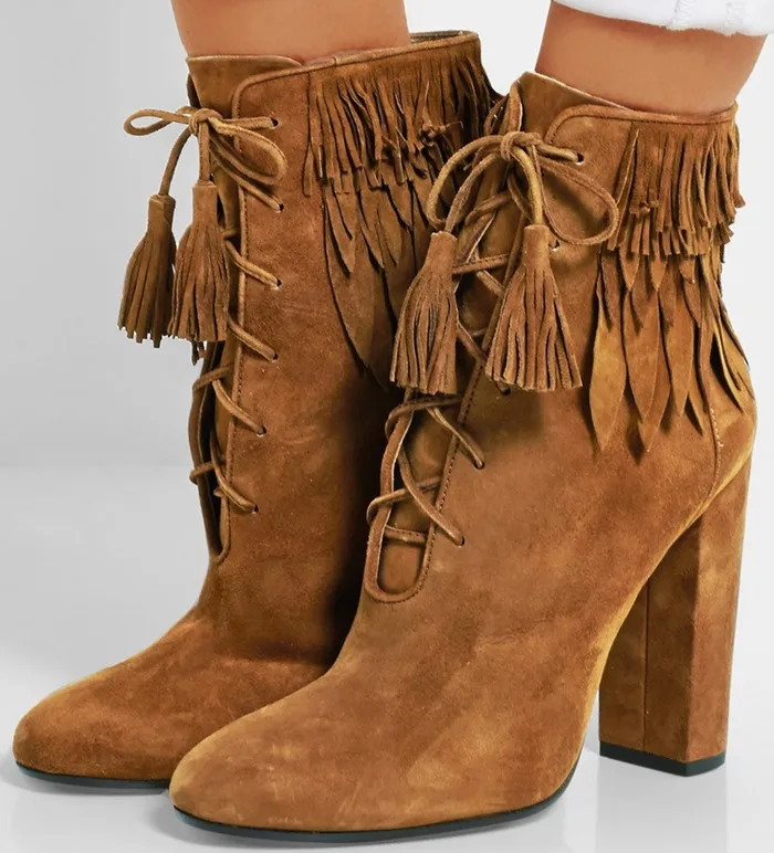 fringe brown boots