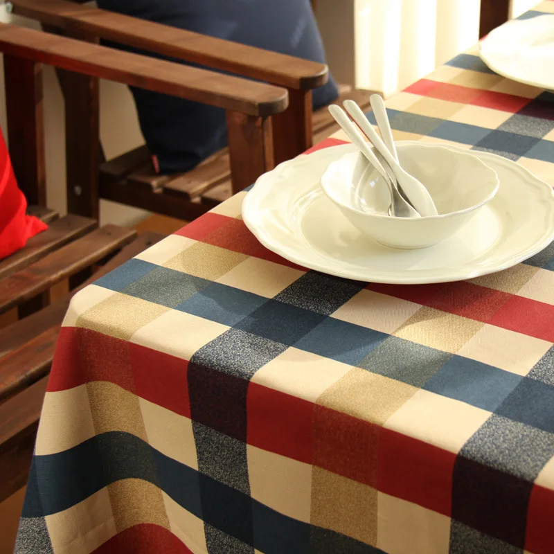

WLIARLEO Pastoral Tablecloth Cotton Fabric Thicker Cloth Cover Home Dining Plaid Square Table Cloth Resistant Dirt Table Mat