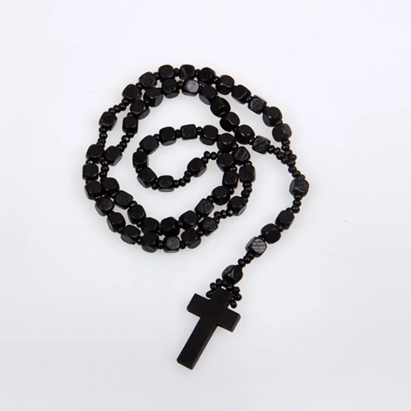 

Jesus Catholic Cross Bead Religious Jewerly Rosary Long Chain Sweater Pendant Necklace for Men Women