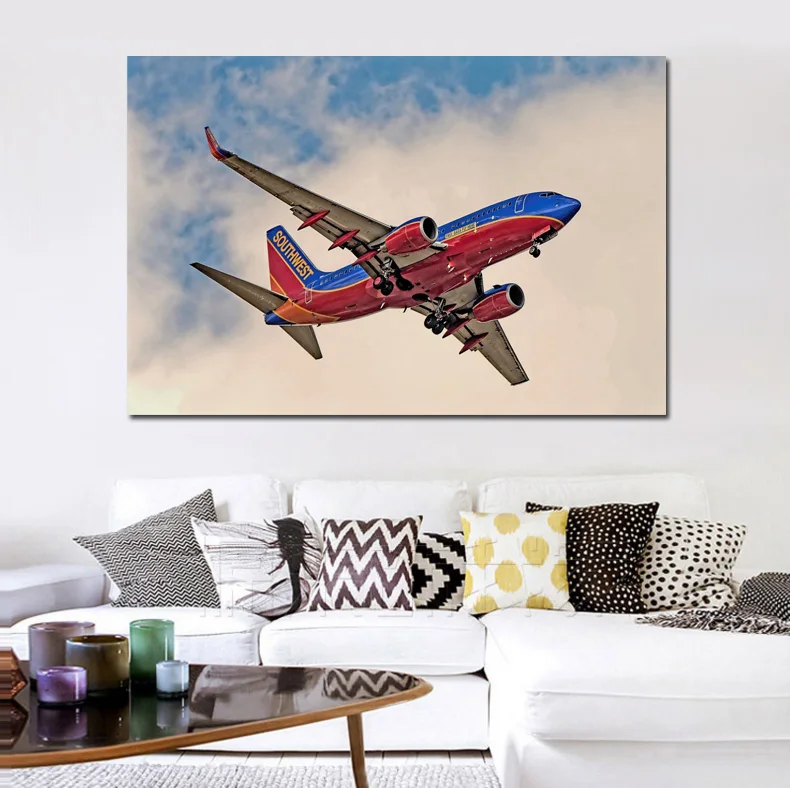 

Boeing 737 aircraft airplane aviation plane QX410 home wall modern art decor wood frame poster