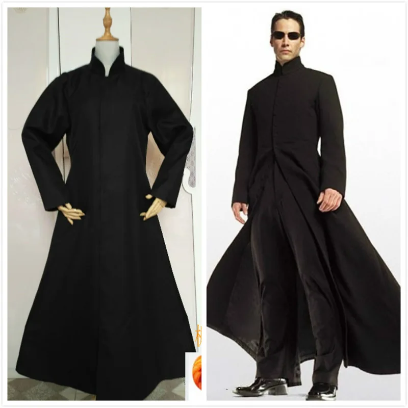 

Halloween The Matrix Revolutions Trinity Cosplay Costumes Men's and women's stage costumes Neo Long black cloak and trousers